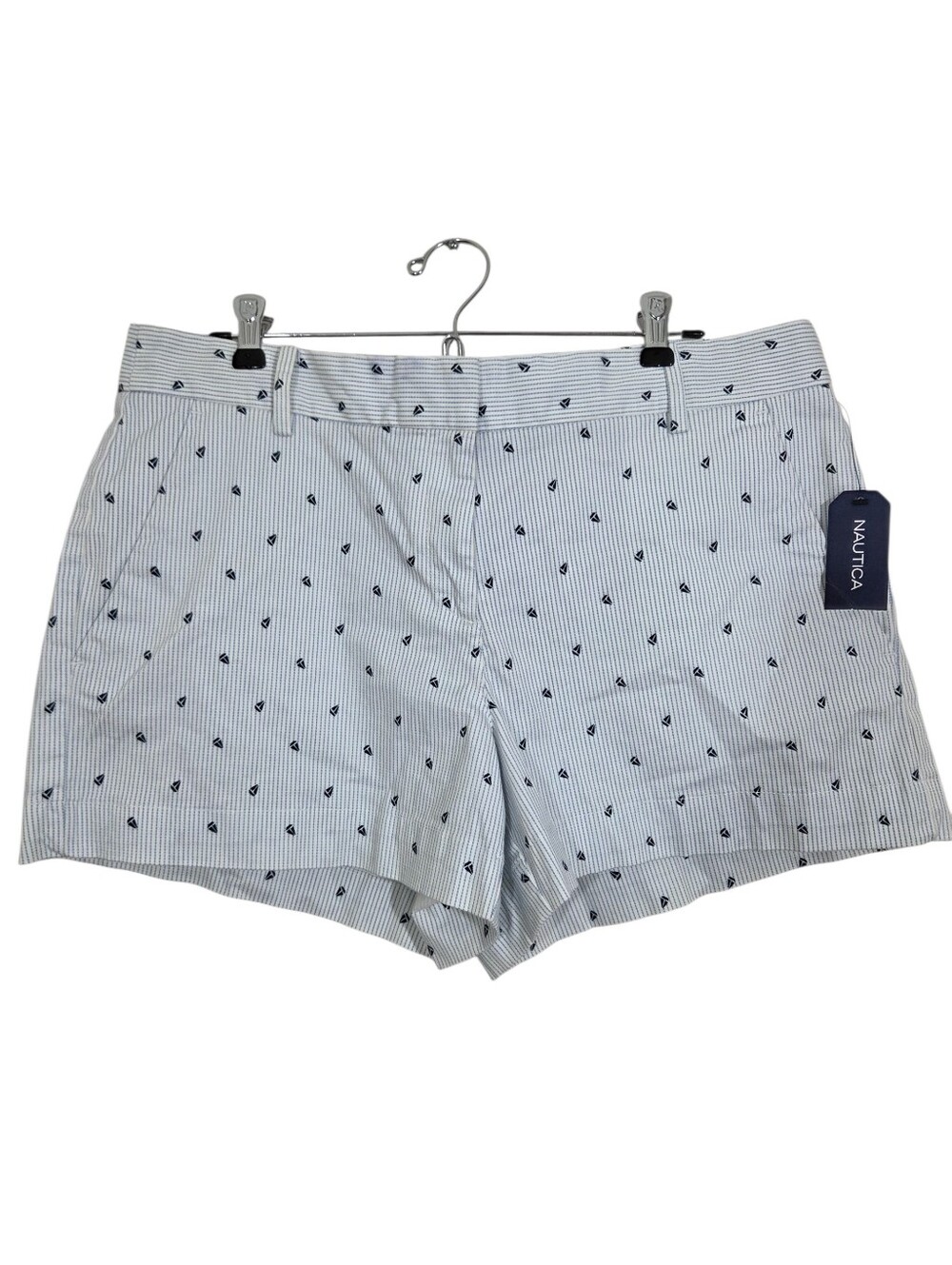 NWT Nautica Sailboat Print Chino Shorts Size 14 Preppy Nautical Casual
